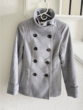 H&M Light Gray Double-Breasted Peacoat